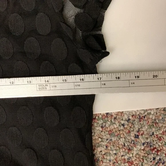 Enfocus Studio Black Sheer Circle Pattern Short Sleeve Mini Shift Dress Size 8 - Picture 13 of 14